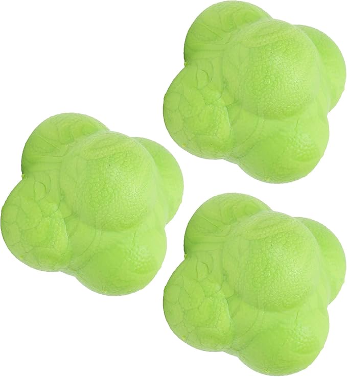 Drfeify 3Pcs Bounce Reaction Balls Ball Set for Training & Coordination HexShaped with TPR Material for Multisport Athletes