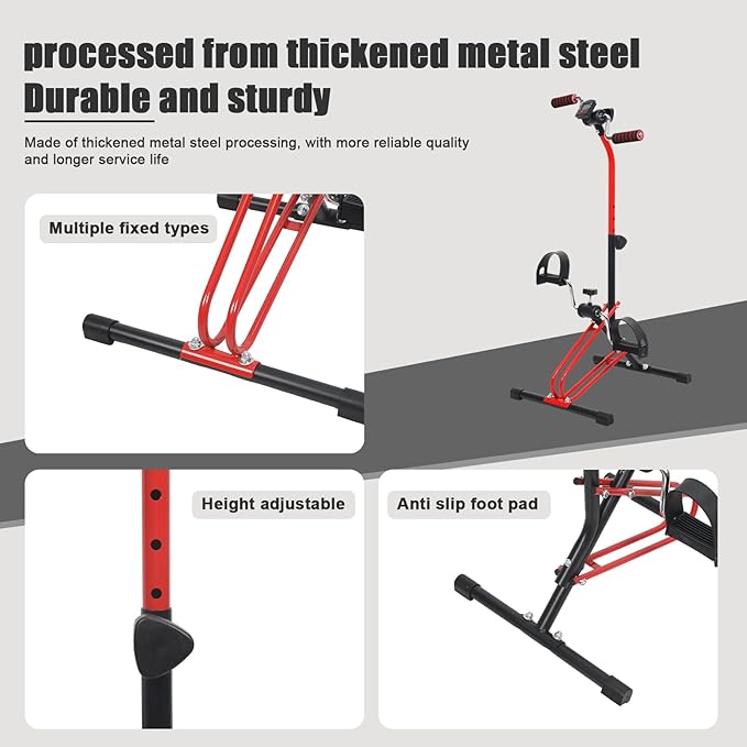Pedal Exerciser Bike Rehabilitation Trainer for Seniors, Hand Arm Leg Knee Peddler, Adjustable Home Pedal Exercise Bike for Upper & Lower Limb, Total Body Fitness Equipment