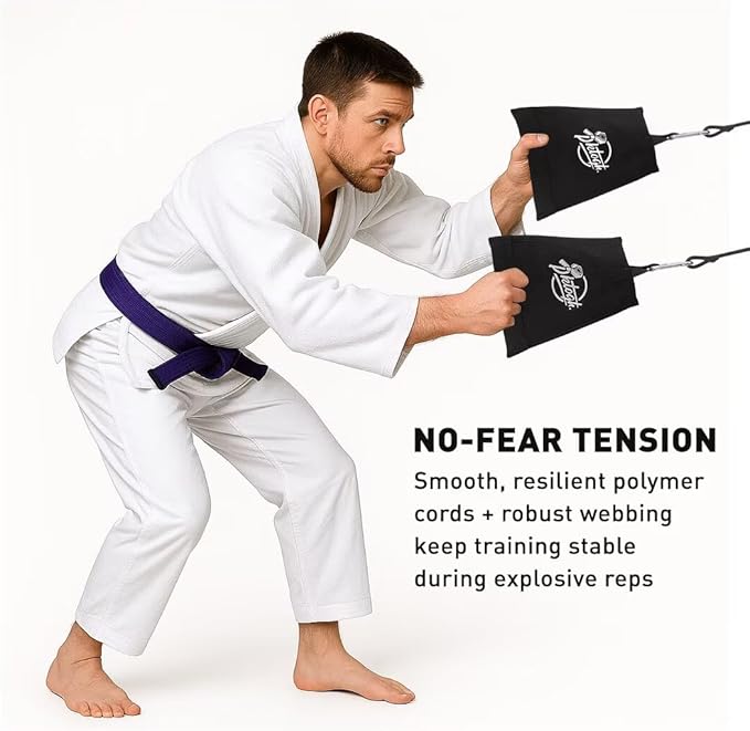 Jiu Jitsu Grip Trainer Simulating Gi – BJJ Resistance Bands System | Grappling Grip Strength & Endurance Training for Judo, MMA & Home Gym