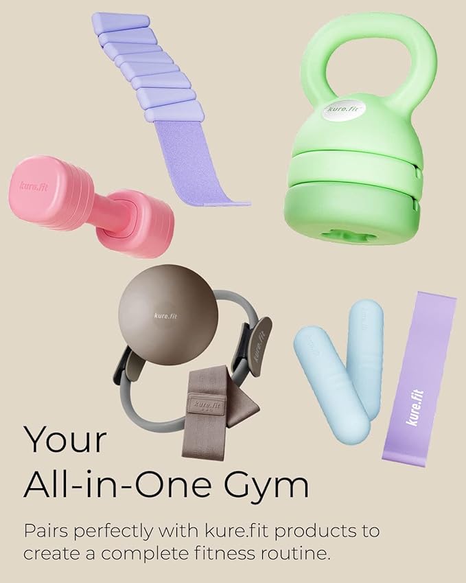 Green Pilates Kit and Green Adjustable Dumbbell Set 2lb to 5lb Bundle