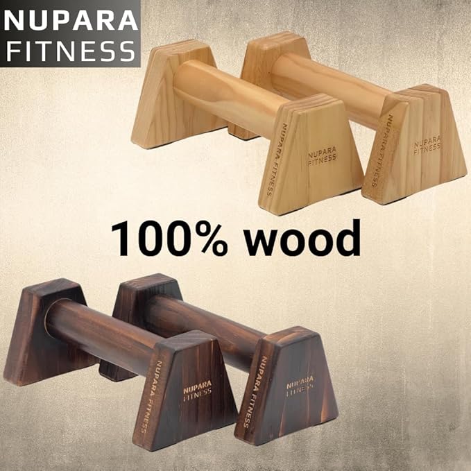 Wooden Push Up Bars - Calisthenics Equipment for Core and Upper Body Strength Training and Exercise | Push Up Handles | Pushup Bars | Parallettes
