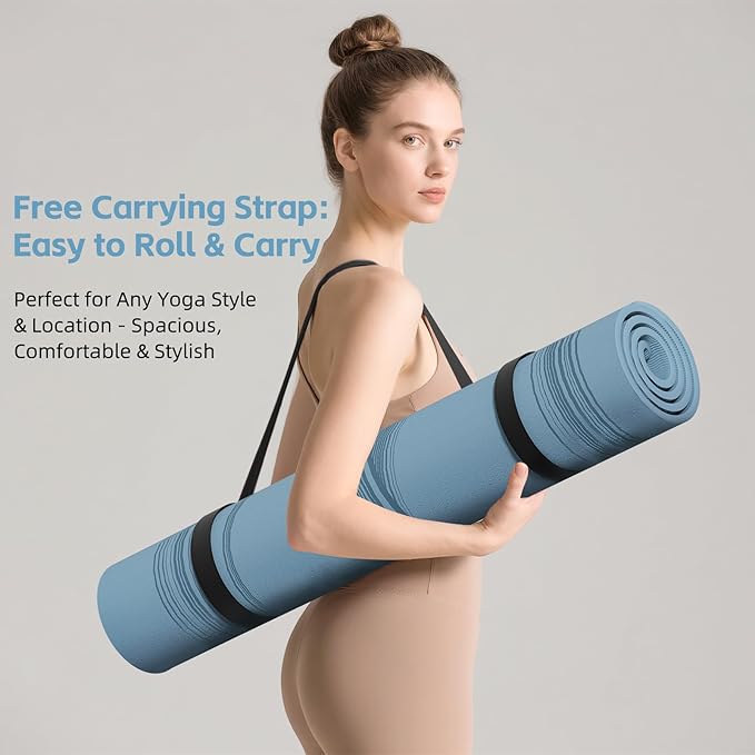 Large 76"x40"x0.4" Yoga Mat - Extra Width & Thick Non-Slip Exercise Mat, Versatile for Stretching, Yoga Studio, Gym, Home & Indoor/Outdoor Workouts