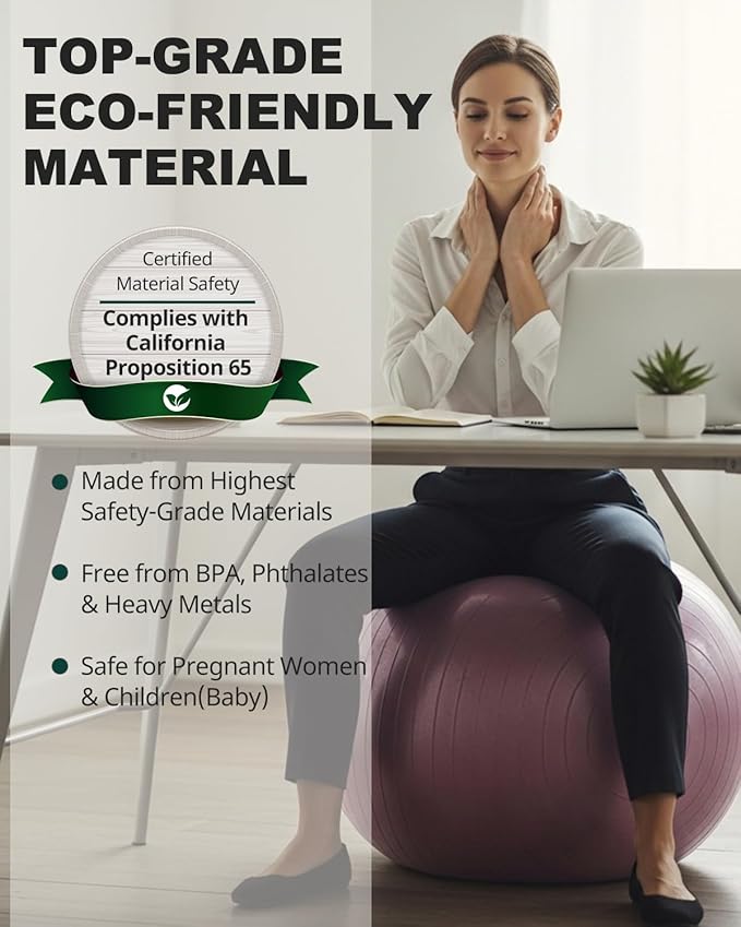 Trideer Exercise Ball Yoga Ball,Office Seating & Balance Ball Chair, Stability Ball for Pilates, Physical Therapy,Core Training & Balance Improvement & Stretching
