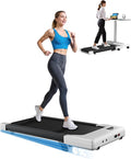 DeerRun Under Desk Walking Pad Treadmill for Home & Office, 6% Manual Incline, 2.5 HP, 0.6–3.8 MPH Walking Speed, 300 lb Capacity, App & Remote Control
