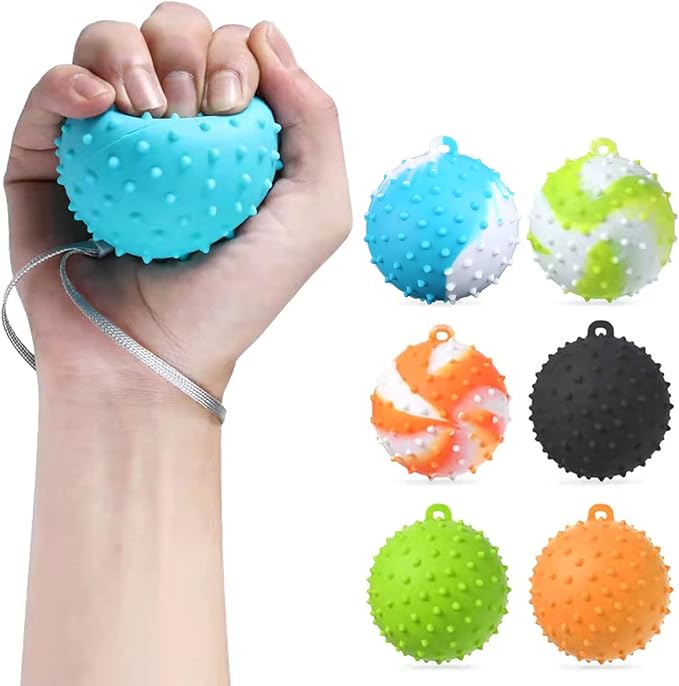 Grip Ball with Cord Hand Grip Strength Trainer Massage Relief Finger Hand Grip Massage Squeeze Hand Stress, Diameter: approx.70mm, Black