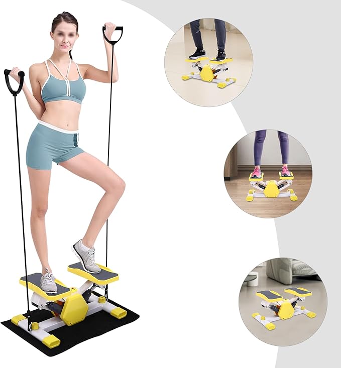 Mini Steppers, Stepper for Exercise, Load Capacity 330.69lbs, Stair Stepper with Resistance Bands, Portable Mini Stepper, Home Workout Equipment