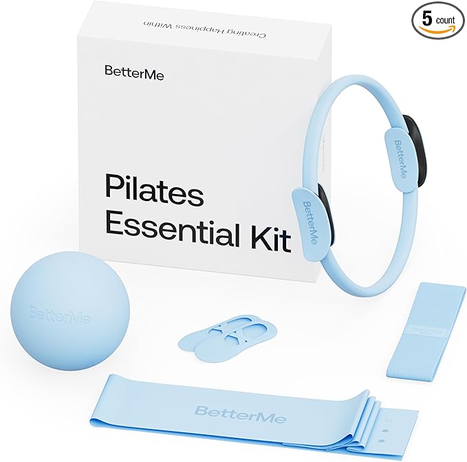 BetterMe Pilates Essential Kit - Pilates Ring, Long Resistance Bands, Pilates Loop Bands, Ball and More - Complete Home Pilates Kit for Women