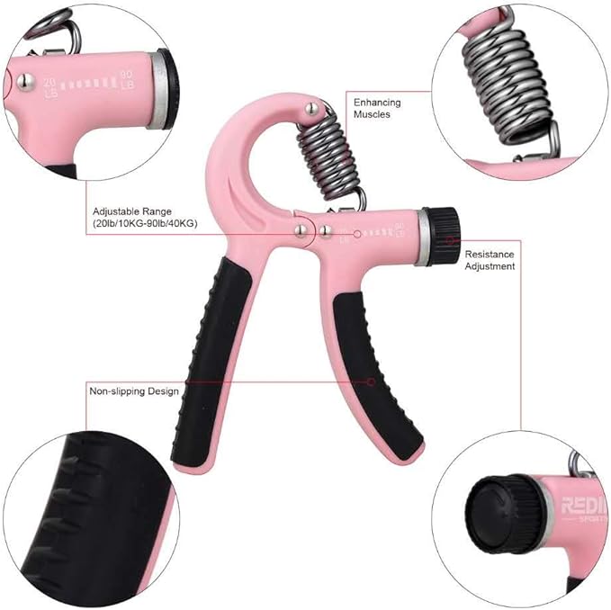 Grip Strength Trainer-2 Pack Hand Grip Strengthener Adjustable Resistance Range 20-90 lbs Non-Slip Hand Grip, Hand Gripper Exerciser, Wrist Strengthener for Forearm Grip Workout