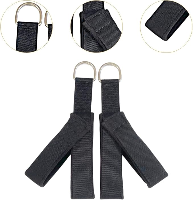 2Pcs Pilates Straps Reformer Straps D Ring Core Waist Back Leg Y Loops Fitness Straps Yoga Straps for Exercise Men Home Women