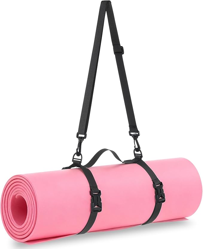 Yoga Mat Carrying Strap, Portable Yoga Mat Carrier Picnic Blanket Holder with Adjustable Shoulder Strap & Handle, for Festivals Picnics Camping Motorcycle Bedroll Pilates, for Women Men (Black)