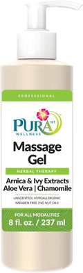 Herbal Therapy 8 Fl oz Massage Gel, Aloe Vera, Professional, Massage Therapy, Deep Tissue, Unscented, Hypoallergenic, Natural Ingredients, Skin Hydrating, Moisturizing, Muscle Relief