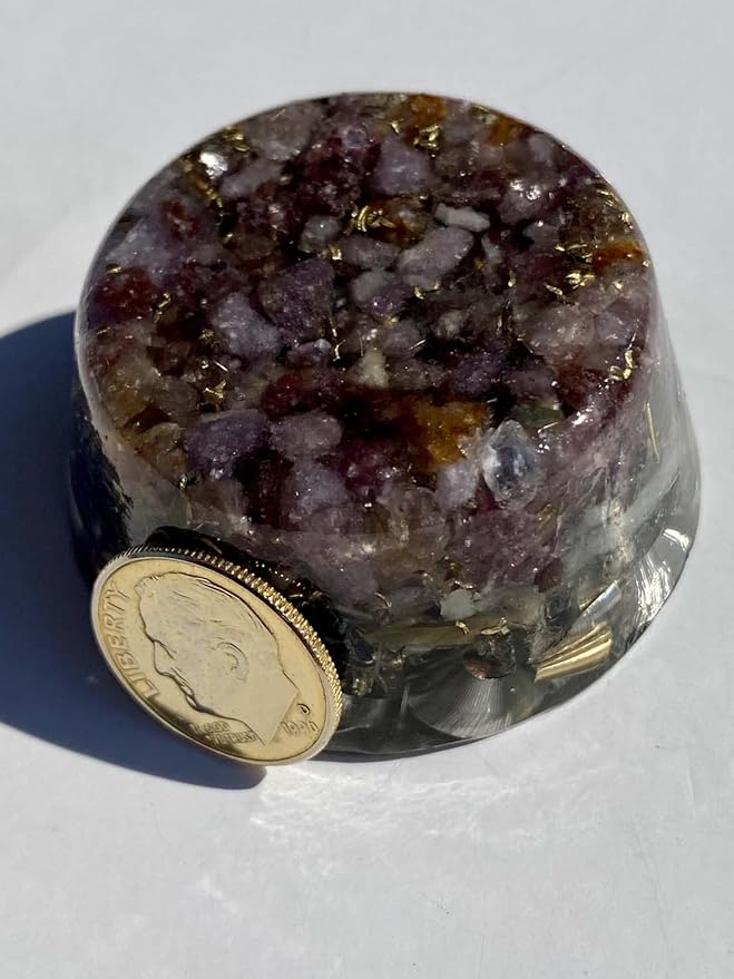 Lepidolite Orgone Generator Energy Accumulator 7.83Hz/432Hz/528Hz/Advance Harmonics Many Beautiful Ingredients and Colors!(Lepidolite)