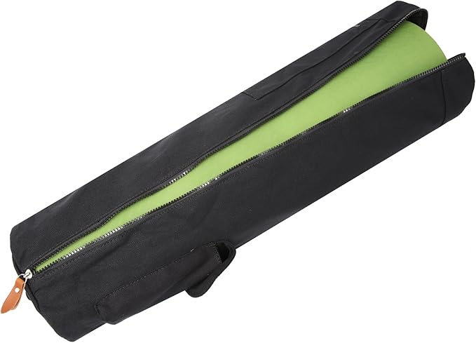 Canvas Yoga Mat Bag with Adjustable Strap & Pockets, Full-Zip Travel Gym Tote for Women & Men, Fits 1/4" & 1/3" Thick Mats, Lightweight Carrier for Yoga, Studio, Workout, Outdoor Use