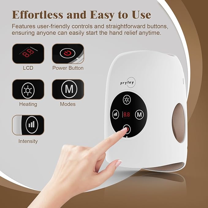 Hand Massager, 9 Modes 9 Intensities Hand Massage, Cordless Hand Massager for Arthritis and Carpal Tunnel, Mother's Day Gifts for Men Women Parents Relaxation at Office, White