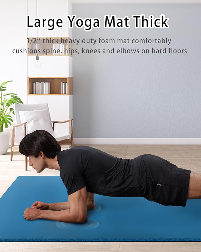 Yoga Mat Thick Wide Yoga Mats for Women Men Large Exercise Mat 78"x35" 1/2 Inch Workout Mat for Home Gym, with Carrying Yoga Bag