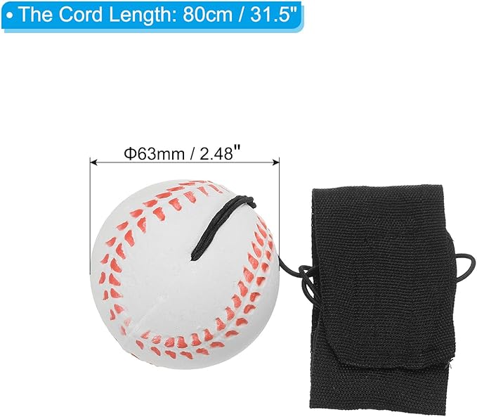 PATIKIL 2.5 Inch Sports Wrist Ball, 16Pcs Baseball Rubber Rebound Wristband Wrist Return Ball Sport on A String for Exercise Play, White