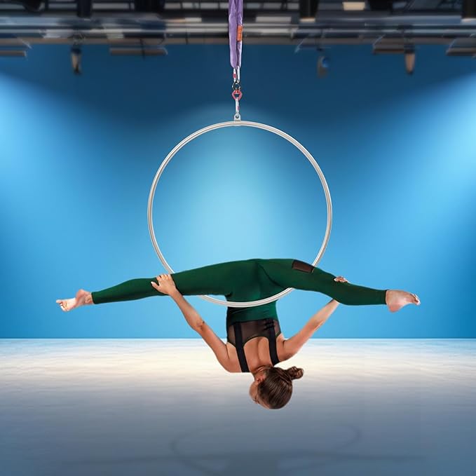 Aerial Lyra Hoop Kit, 95cm/37.4in Single Point Lyra Hoop Set, Aerial Dance Circus Ring Professional Yoga Starter Set Hoop Set for Air Yoga, Air Fitness, Acrobatic Training, Stainless Steel