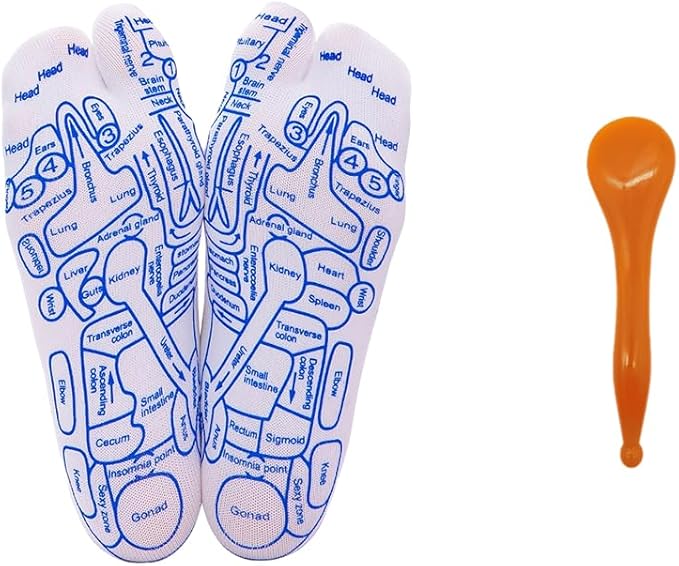 Broman Reflexology Socks with Acupressure Pen with Gua Sha End, Foot Pain Relief Remedy,Women's Size