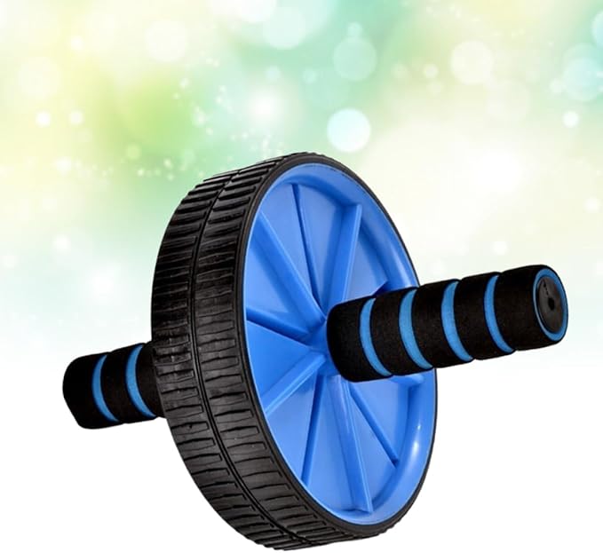 Kisangel Double Wheel Abdominal Exercise Roller, Quiet Fitness Ab Roller for Core Strength Training, Blue Abdominal Wheel for Home Workout and Muscle Conditioning