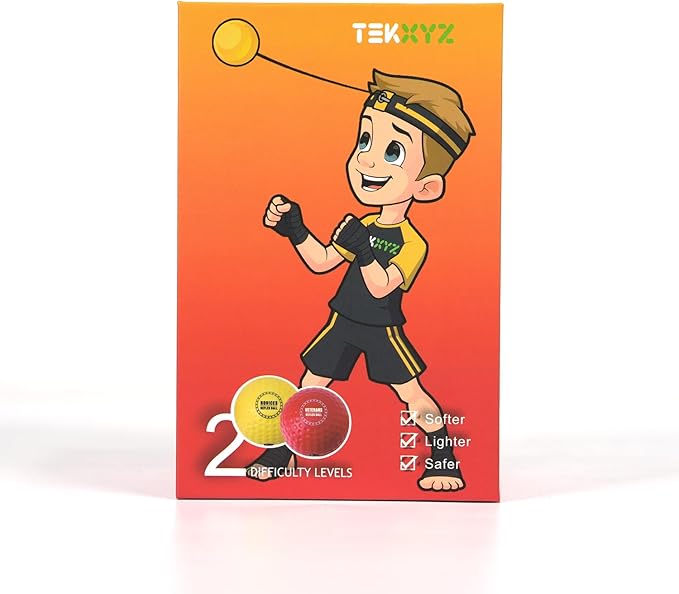 TEKXYZ® Reflex Ball with Counter App & Online Community, 2 Difficulty Levels Boxing Ball with Headband, Perfect for Reaction, Agility, Punching Speed, Fight Skill & Hand Eye Coordination Training