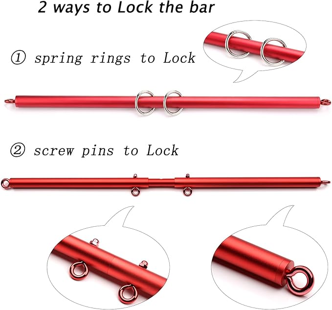Sovyime 2pcs Red Pilates Spreader Bar Kit Sports Aid Training Fitness Gear - Exercise Guide Included,Workout Bar,Home Yoga Gym Kit