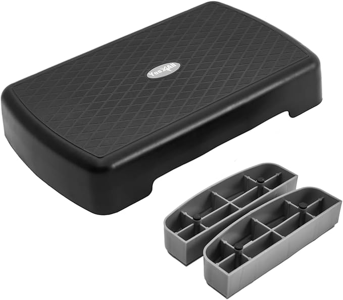 Yes4All Aerobic Exercise Step Platform, Exercise Stepper with Risers for Cardio and Strength Training, Workout Stepper for Home Gym