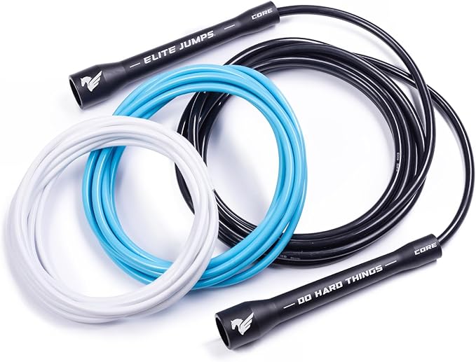 Elite Jumps Adjustable Jump Rope – 6mm PVC Training Rope for Fitness & Cardio | Indoor/Outdoor Skipping Rope with Unbreakable Handles, Non-Kinking Cord & Smooth Rotation for Boxing & Strength