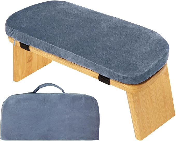 Meditation Bench, Bench for Home, Stable, Stool, Bamboo, Stable for Kneeling Or Sitting, Meditation Stool, Knee Stool, Light Blue