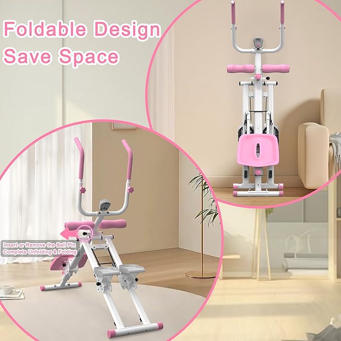 2 in 1 Stair Stepper And Ab Workout Machine, Stepper Machine with Adjustable Handlebar, Vertical Climber Workout Equipment for Home Gym, Core and Glute Workouts Equipment for Women