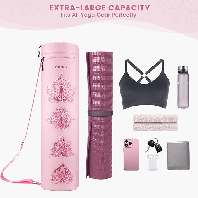 Gonex Yoga Mat Bag, Yoga Mat Carrier Full-Zip Exercise Yoga Mat Carry Bag for Women Men with 2 Multi-Functional Storage Cargo Pockets Extra Wide Adjustable Shoulder Strap