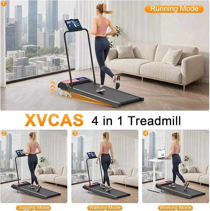 Walking Treadmill Pad with 0-5% Incline, 2.5HP Compact Under Desk Treadmill for Home Office, Quiet Small Walking Mat with App Sync, Remote Control, LED Display