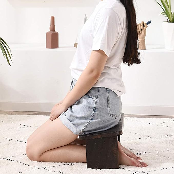 Portable Meditation Bench,Finished Bamboo, Folding Legs, Low Seat, Kneeling Alternative to Meditation Cushion for Yoga,Prayer,Ergonomic Rugged Suitable Monk & Llama Kneeling Meditation Bench