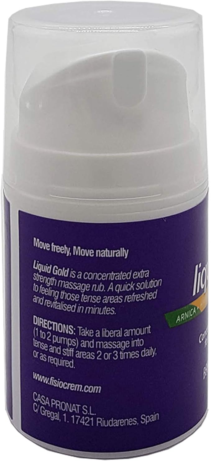 Fisiocrem Liquid Gold - Concentrated Massage serum for Tense and Stiff Areas, Double Strength = Double fisiocrem Actives - 50 ml (Pack 2 Units)