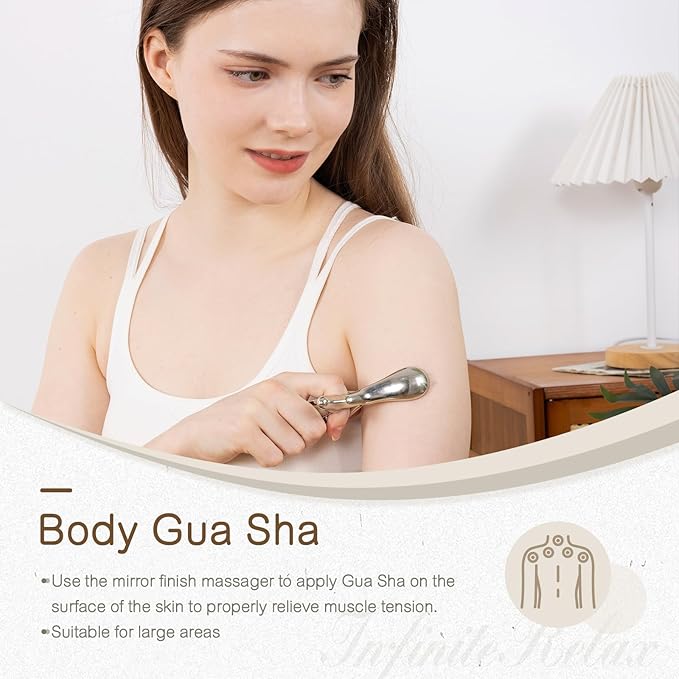 Metal Trigger Point Massage Tool for Deep Tissue Massage & Acupressure Body Gua Sha Tool, Muscle Scraper Massager, Thumb Saver Tool, Fascia Blaster for Body Pain Relief