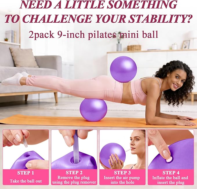 Pilates Ring and Small Ball Set for Women with 5 Resistance Bands, 14 inch Magic Circle Home Workout Essentials Starter Kit for Beginners, Yoga Sets for Full Body Toning Shape