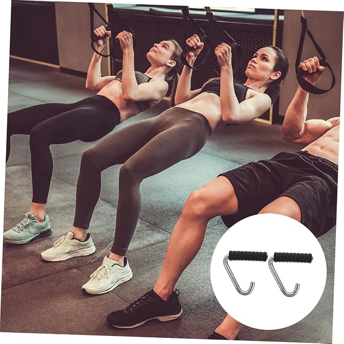 2Pcs Hook Type Handles Fitness Equipment Attachments for Strength Training Gym Use Dumbbell and Barbell Training Handles Easy to Install for Home and Commercial Workout