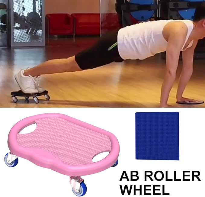 Ab Roller Board – PVC Stainless Steel 32x27x9cm | Abdominal Core Strength Trainer | Silent Exercise Plate For Home Gym Fitness Weight Loss And Daily Workout Use