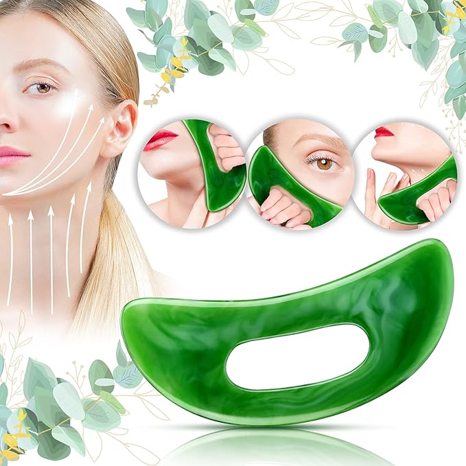 Gua Sha Massage Tool with Handle Resin Massage Tools Lymphatic Drainage Massager Body Shaping Gua Sha Tools for Full Body Men Women Birthday Festival Holiday Present (Green)