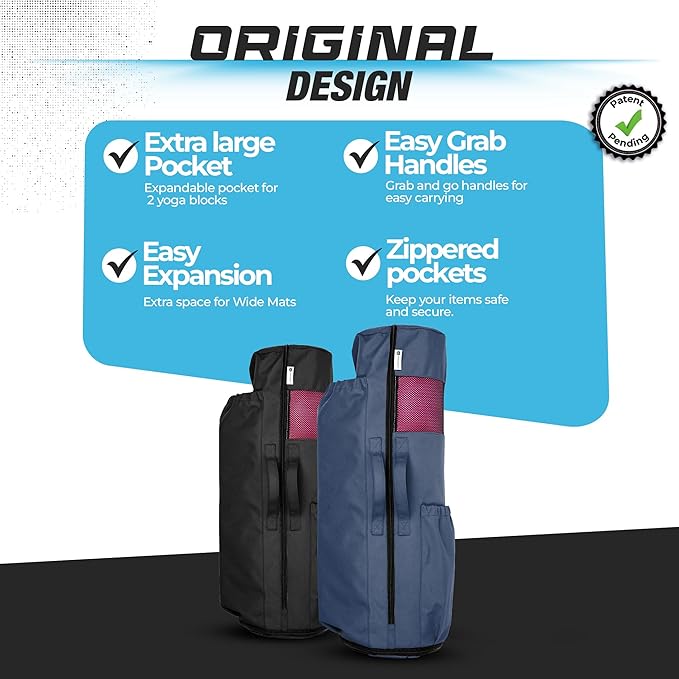 MAGNILAY Yoga Mat Bag - for Women and Men, Yoga Mat Carrier, Fits Mats Blocks and Accessories for Workouts, (32”L)