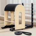 Pilates Ladder Barrel, Wooden Spine Corrector Ladder Exercise for Home Workout, Core Barrel for Balance, Yoga Equipment Strengthening and Stretching Black