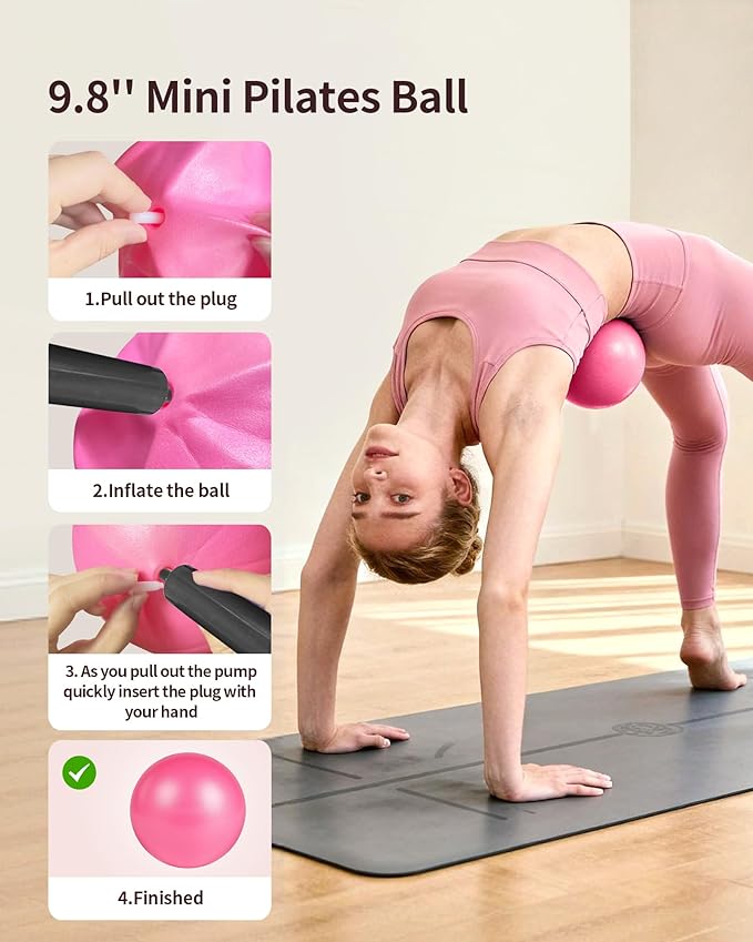 Home Pilates Kit for Women, Essentials Pilates Equipment Set with 14‘’ Pilates Ring and Mini Ball, 5 Resistance Bands & Accessories, Tutorial Charts, Pilates Ring Set for Beginners Workout at Home
