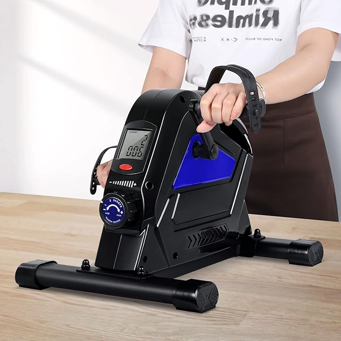 Under Desk Bike Pedal Exerciser, Himaly Mini Exercise Bike with Magnetic Resistance, Portable Peddler Foot Cycle for Arm & Leg with LCD Screen Display