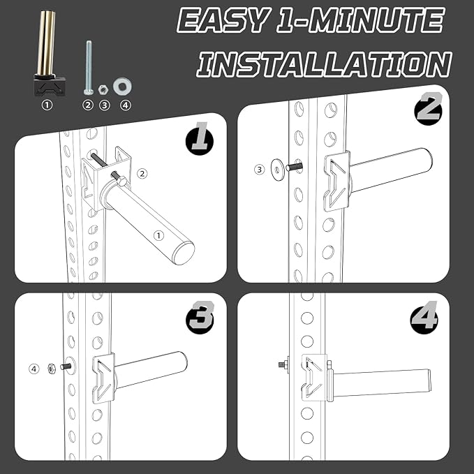Stainless Steel Sleeve Weight Plate Holder for Power Rack – Choose 2×2 or 3×3 Uprights – Fits 5/8" to 1" Holes – 300lbs Capacity, Heavy-Duty Steel Peg with Stainless Cover, Pair