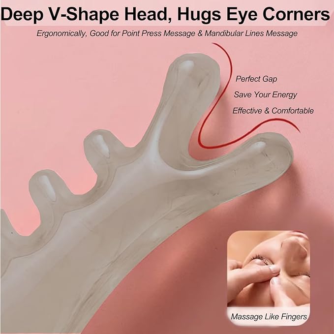 Premium 6 in 1 Head Scalping Massage Tool Comb for Hair|Head|Face|Eye|Neck|Resin Whole Body GuaSha Tool|Vintage Gift Package Relieve Stress Stay Young Home Massage Time-Penny Saver(Grey)