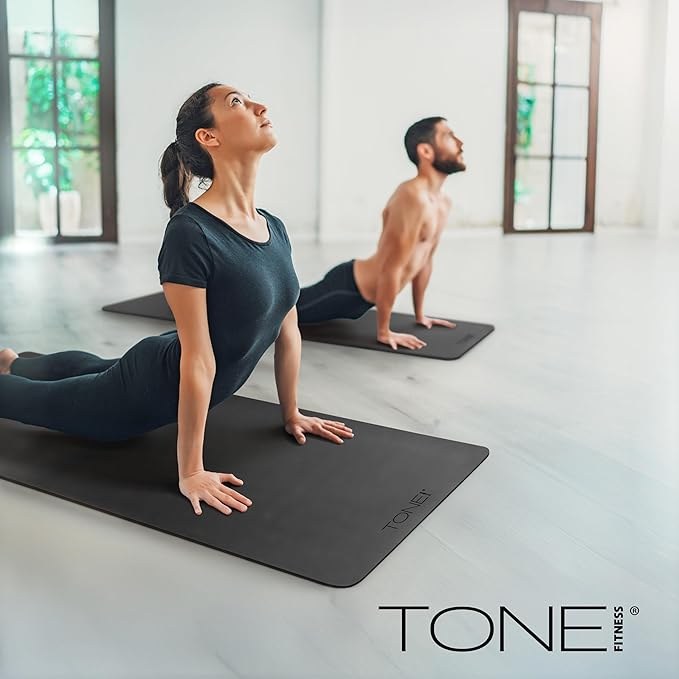 TONE Fitness Yoga Mat 1/4" Thick Non Slip Exercise & Pilates Mat for Home Workouts with Carrying Strap | Multiple Options