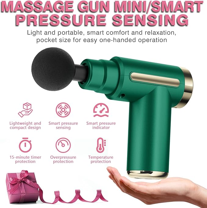 cotsoco Massage Gun Deep Tissue for Pain Relief with 4 Massage Heads & 6 Speeds, Electric Mini Handheld Body Massager for Any Pain Relief, Best Gifts for Men and Mom