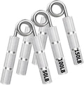 Silver Metal Hand Grip Set, 50LB-400LB No Slip Heavy-Duty Grip Strengthener Great Wrist & Forearm Hand Exerciser, Home Gym, Hand Gripper Grip Strength Trainer