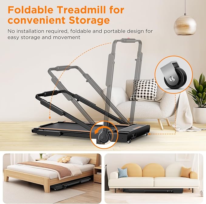 Walking Pad with 12% Incline, Under Desk Walking Pad Treadmill with Handle Bar & Removable Desk Workstation, 3 in 1 3.5HP Foldable Treadmill 300lbs Capacity for Home Office with Remote Control