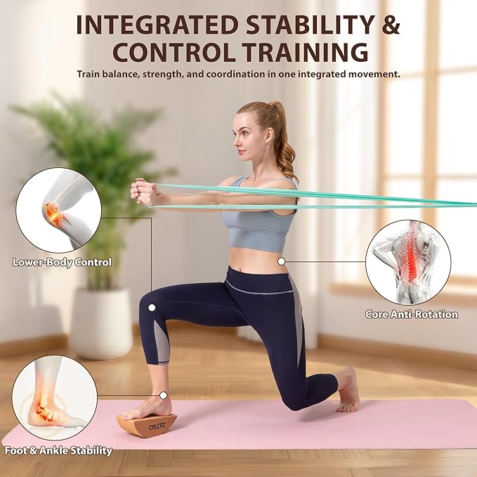 Half Moon Cork Balance Blocks Kit with 4-Week Training Plan for Foot & Ankle Stability, Calf Stretching, Balance Training & Lower Leg Exercise, Includes Resistance Band, Carry Bag & Exercise Guide