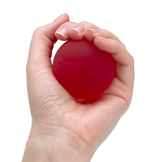 THERABAND Hand Exerciser, Ball For Hand, Wrist, Finger, Forearm, Grip Strengthening & Therapy, Squeeze Ball to Increase Hand Flexibility & Relieve Joint Pain, Red, Soft, Beginner